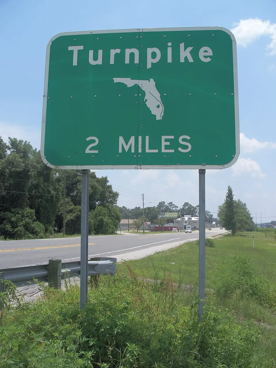 A Florida's Turnpike sign at Wildwood, on the route between Marion County and the Orlando area.